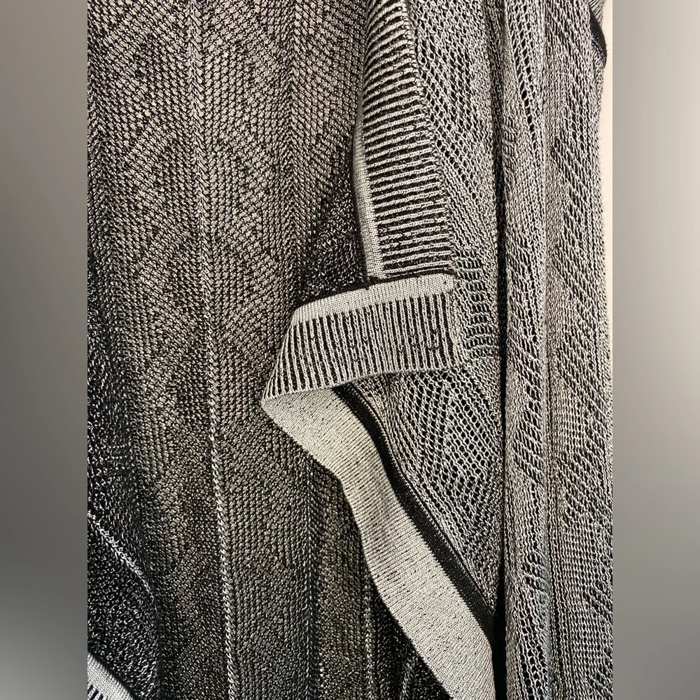 Armani Exchange Draped Sleeveless Knitted Cardigan Silver/Black Size S